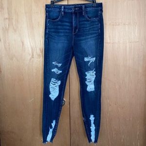 Ripped Dark Wash Supper High Rise Jegging